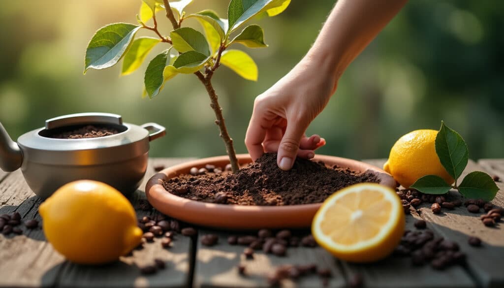 Marc de café comme engrais pour citronnier : bienfaits et usage